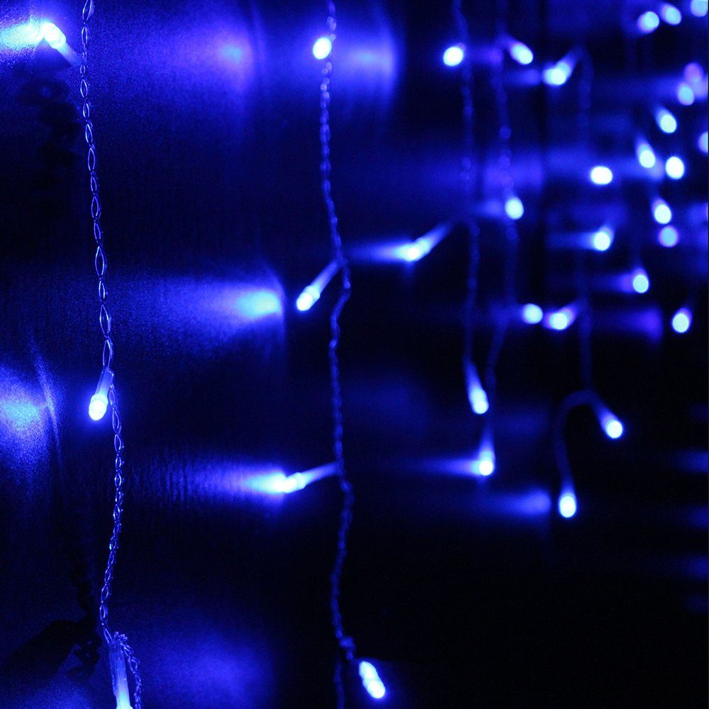 gartenBeleuchtung, LED-Lichterkette Party, für Schlafzimmer, Eisregen Lichterketten Sunicol Lichtervorhang, Wasserdicht, Weihnachten, Blau Hochzeit Außen Innen, IP44,