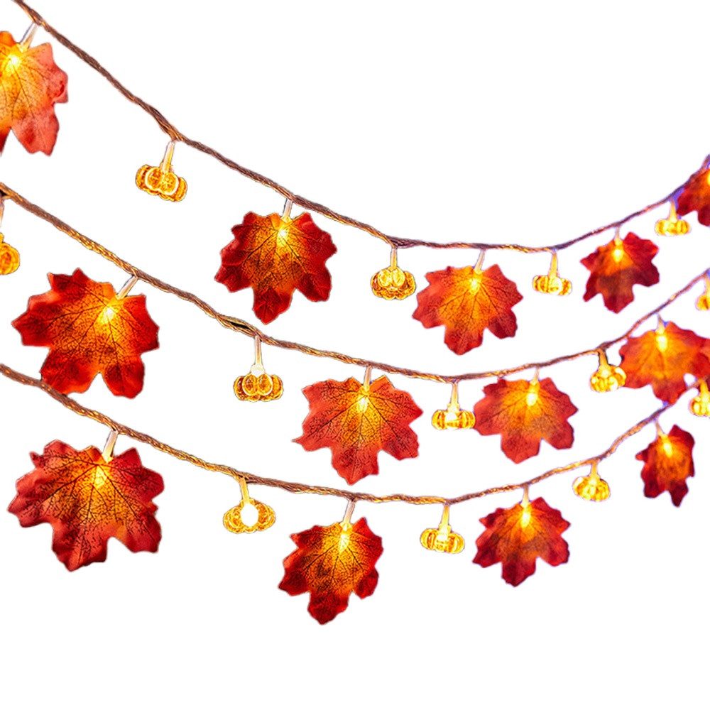 nsihing LED-Lichterkette 3M 20LED Halloween Deko Herbst Ahornblatt Girlande Lichterkette, für Halloween Theme Erntedankfest Weihnachtsfeiern