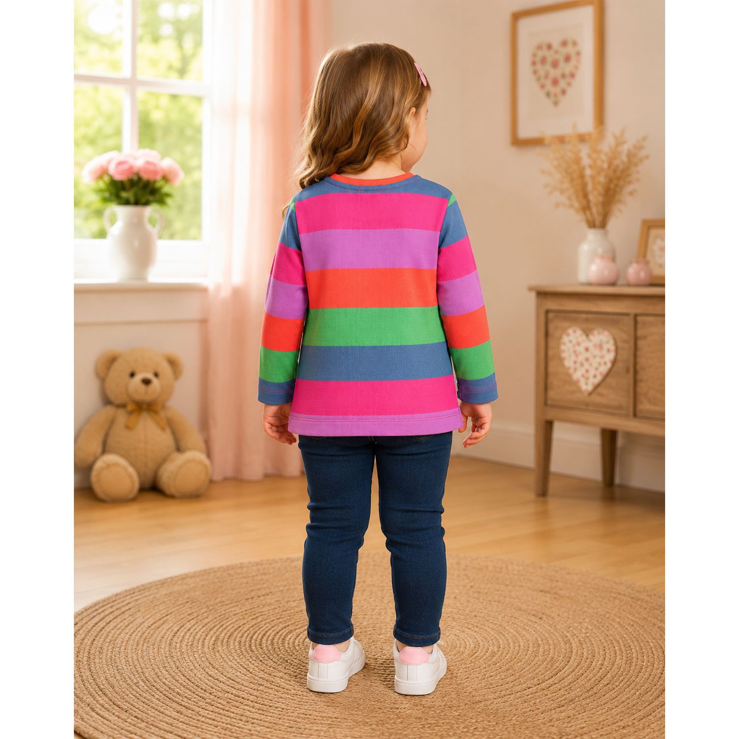 BONDI T-Shirt Mädchen Langarmshirt 'Be mine' 86966, Stripe Pink – Bild 4 von 5
