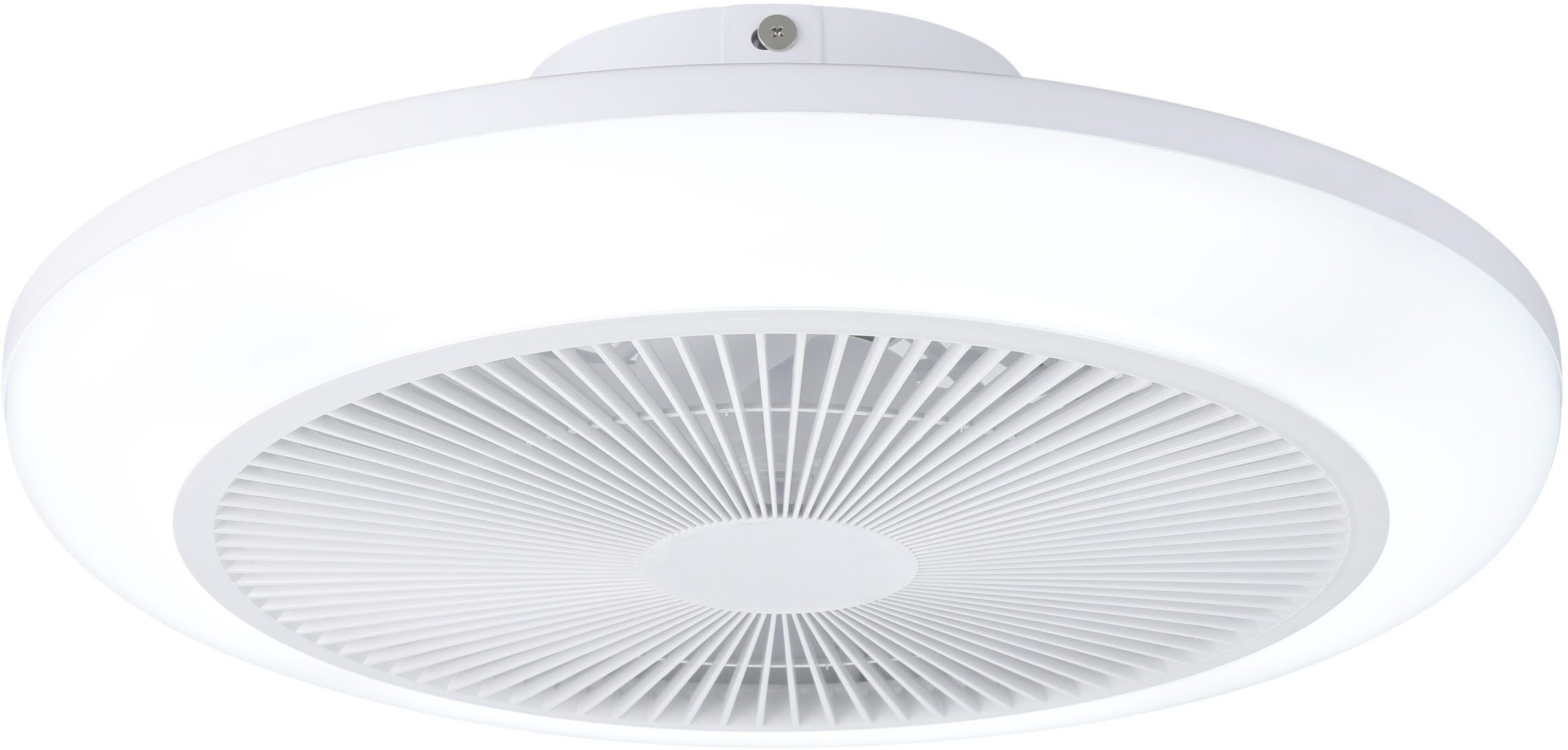 EGLO LED Deckenleuchte SAYULITA 1 Leuchte und Ventilator - ABS - LED - 4X5,2W - IP20, CCT - über Fernbedienung, Dimmfunktion, Farbwechsel, Nachtlichtfunktion, Timerfunktion, Ventilatorfunktion, mehrere Helligkeitsstufen, LED fest integriert, Kaltweiß, Neutralweiß, Warmweiß, Deckenventilator, Deckenlampe, Wohnzimmer, Schlafzimmer, H14,5 x Ø46cm