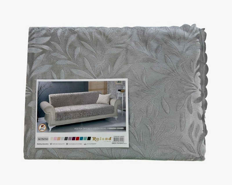 Tagesdecke Sofaüberwurf / Couchüberwurf Anti-rutsch Tagesdecke 175x215cm silber, Roland Germany