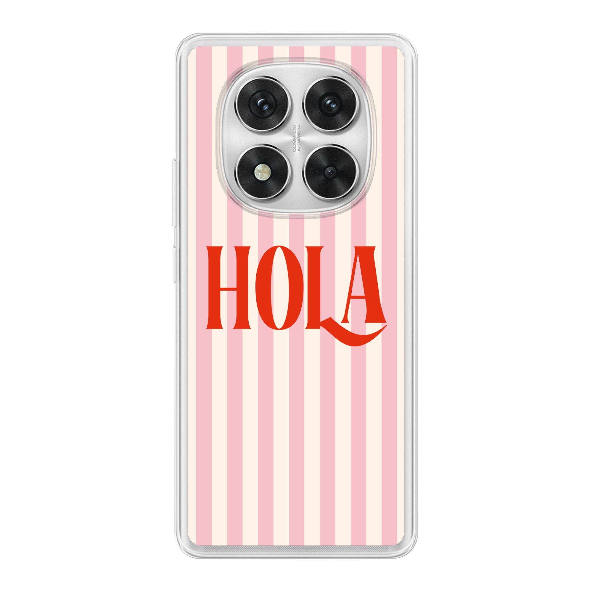 MuchoWow Handyhülle für Xiaomi Redmi Note 14 Pro Hola - Zitat - Streifen - Pastell - Rosa, Phone Case, Silikon, Schutzhülle Dünn