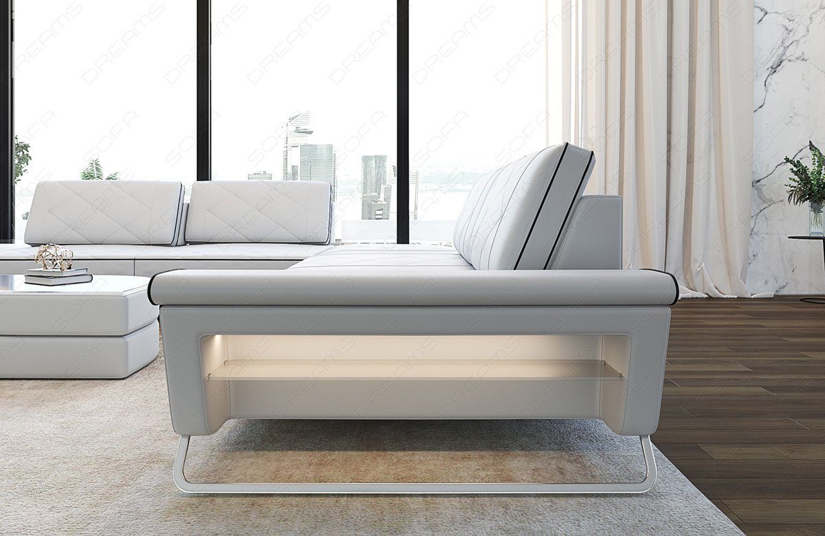 Sofa wahlweise Dreams mit Form Couch Sofa, Sofa Rotello Leder Ledersofa Multifunktionskonsole Luxus U Design