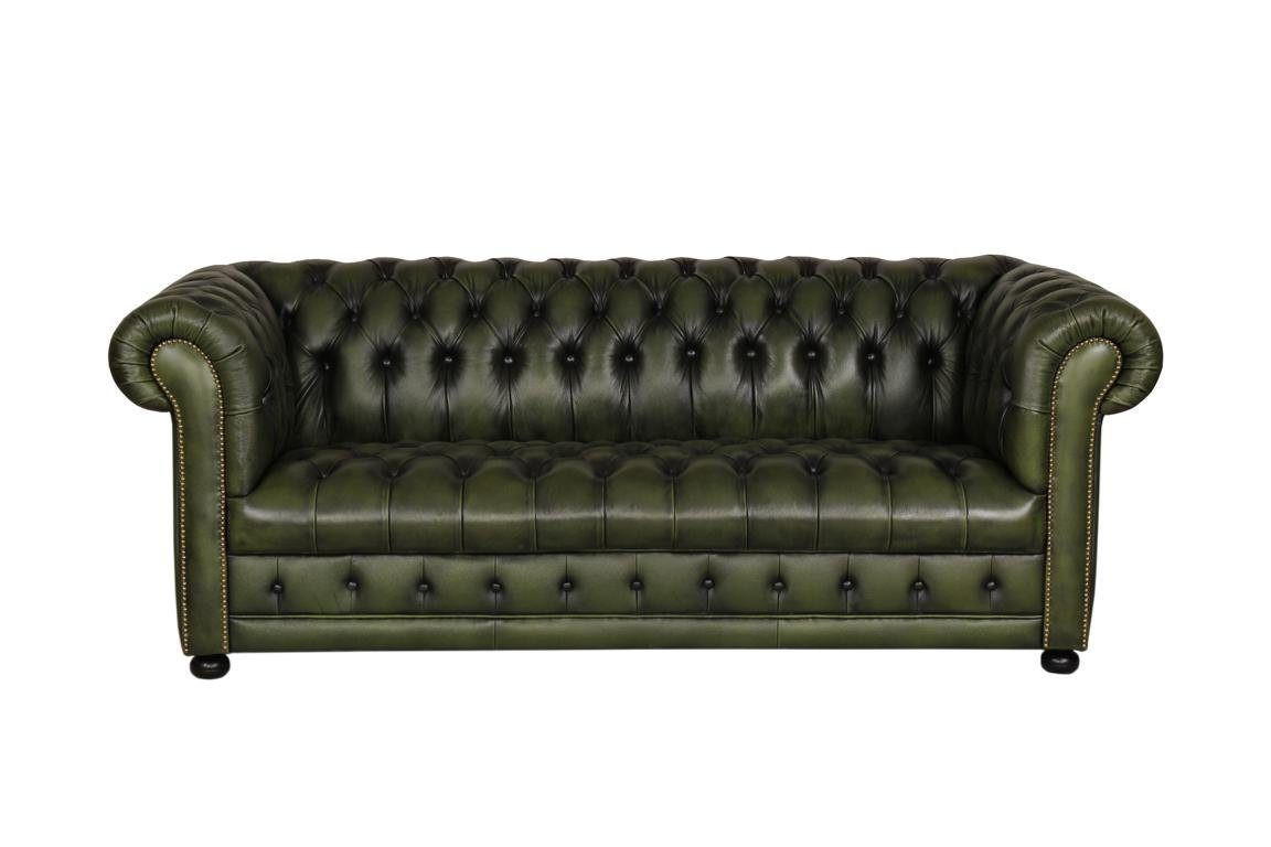 Salottini Chesterfield-Sofa 3er Sofa VOLLLEDER Chesterfield 3-Sitzer Couch Clyde, 1 Teile, Handarbeit