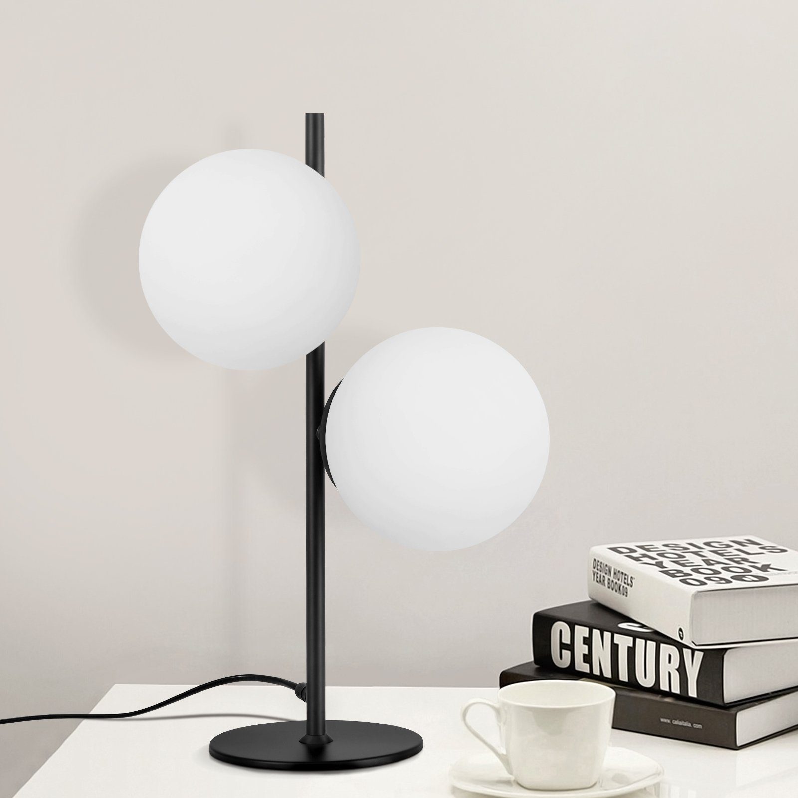 Nettlife Tischleuchte Schwarz Glas Modern E27 mit Schalter Nachttischlampe günstig online kaufen