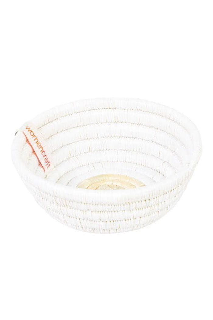 WomenCraft Dekoschale Bakuli - 13cm - Recycelt Weiß, Handgefertigt · Recyceltes Glas · Unikat