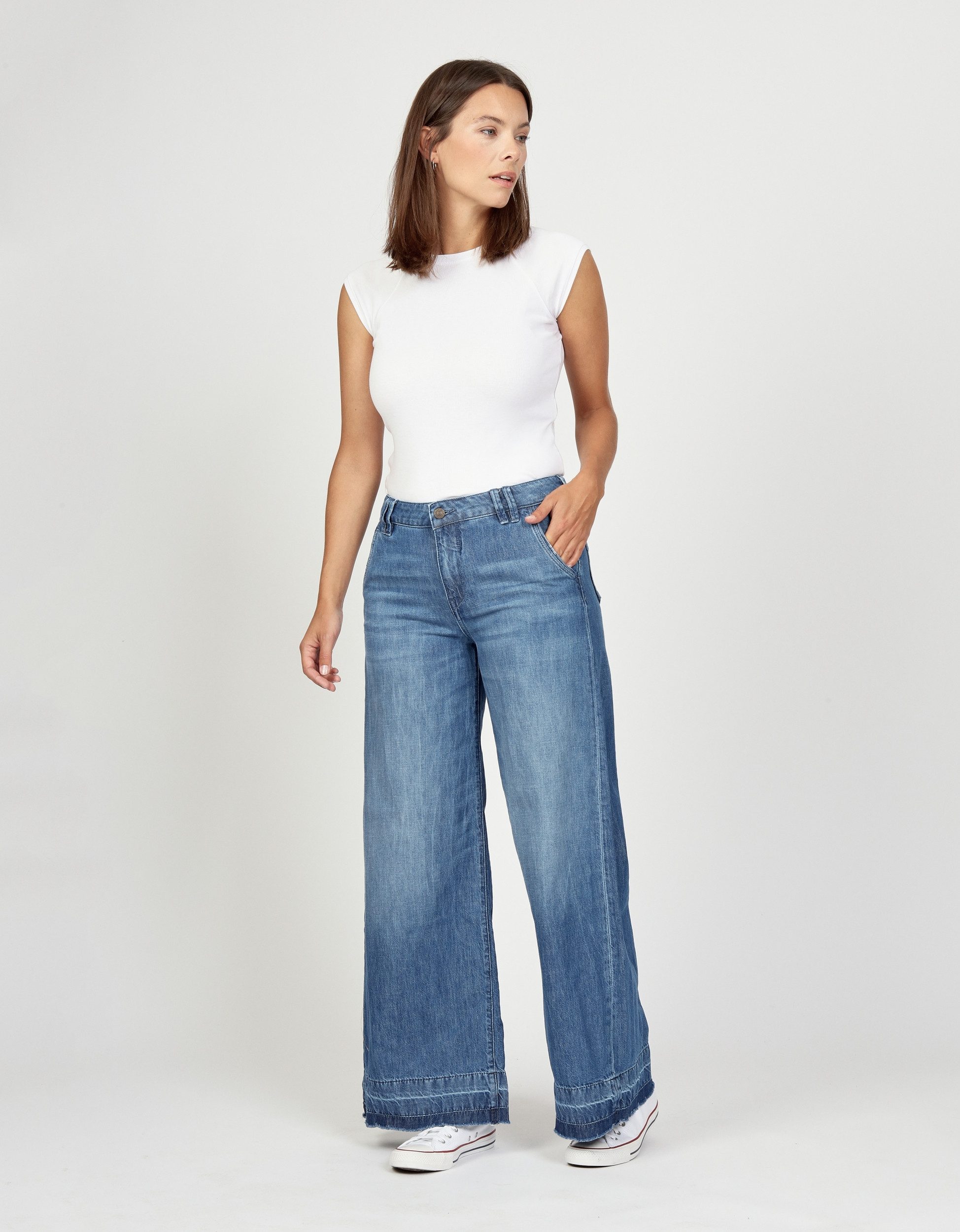 GANG Weite Jeans 94MONA - modische Damenjeans mit weitem Bein - Wide Fit Denim - Baggyj