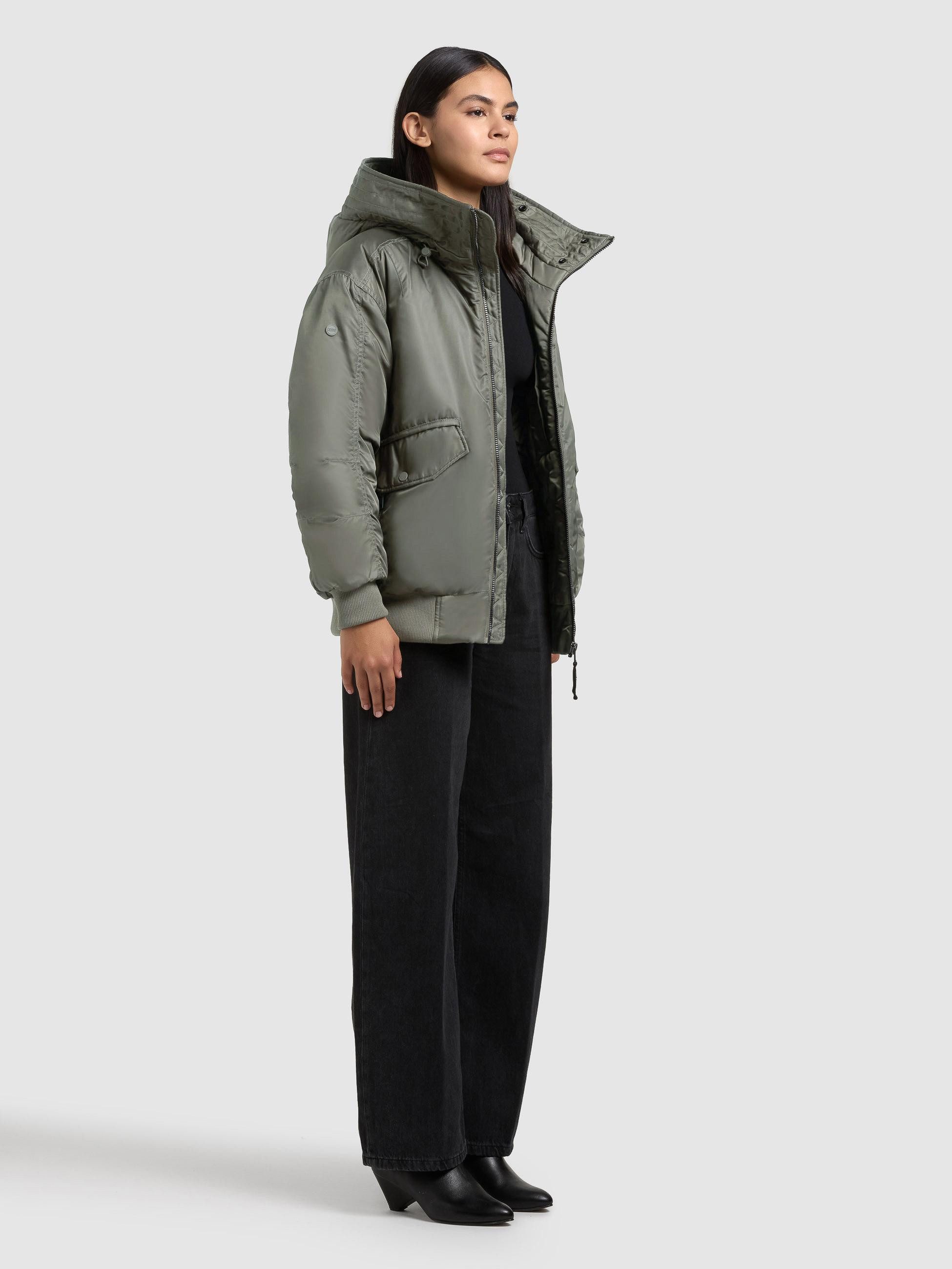 khujo Bomberjacke Cela Oversize Winterjacke mit abnehmbarem Kunstpelz-Besatz