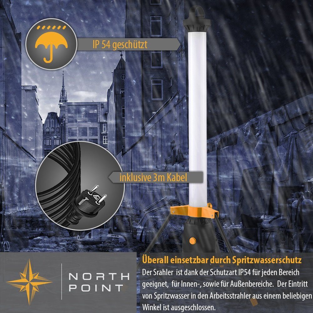 110cm LED Northpoint Baustrahler 50W hoch Arbeitsstrahler Lichtauslass mit 360° Baustrahler LED