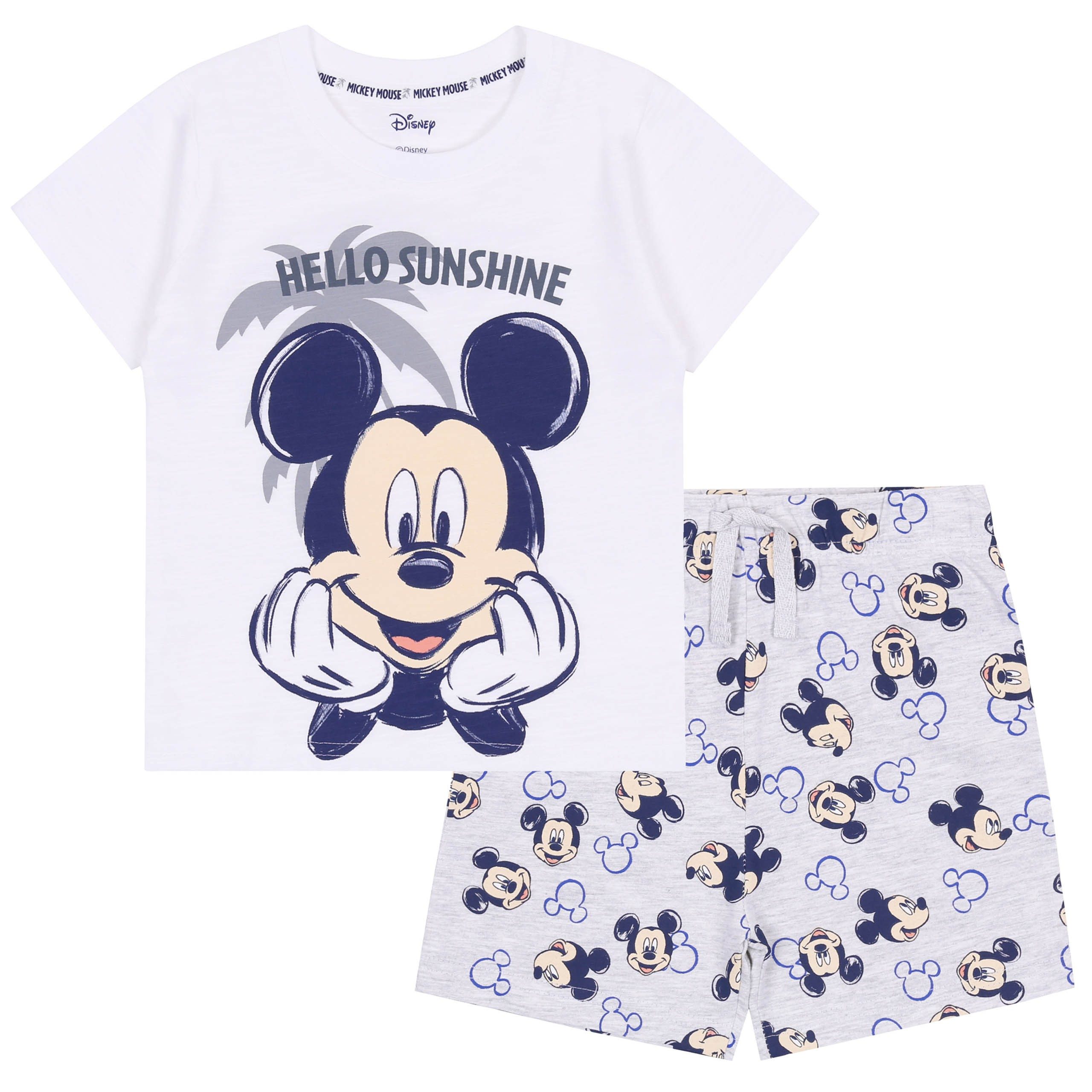 T-Shirt & Shorts Grau-weißes Baby-Set für Sommer Mickey Maus DISNEY 12-18 Monate