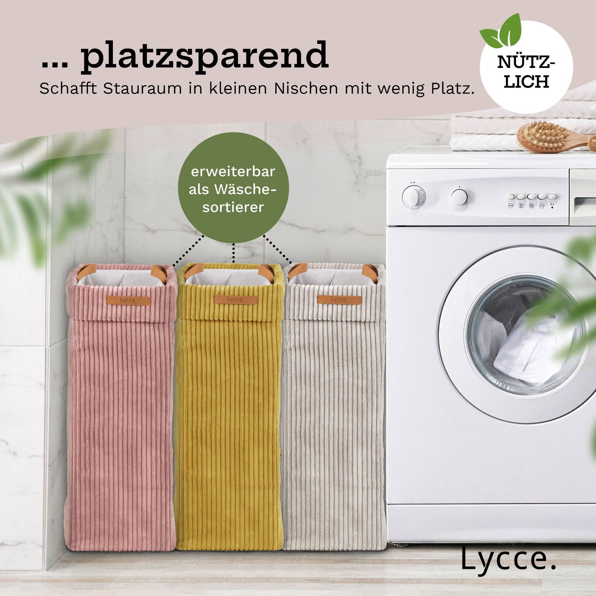 Lycce Wäschekorb Lycce Wäschekorb Cord – faltbar, waschbar & perfekt für Nischen – Bild 4 von 5