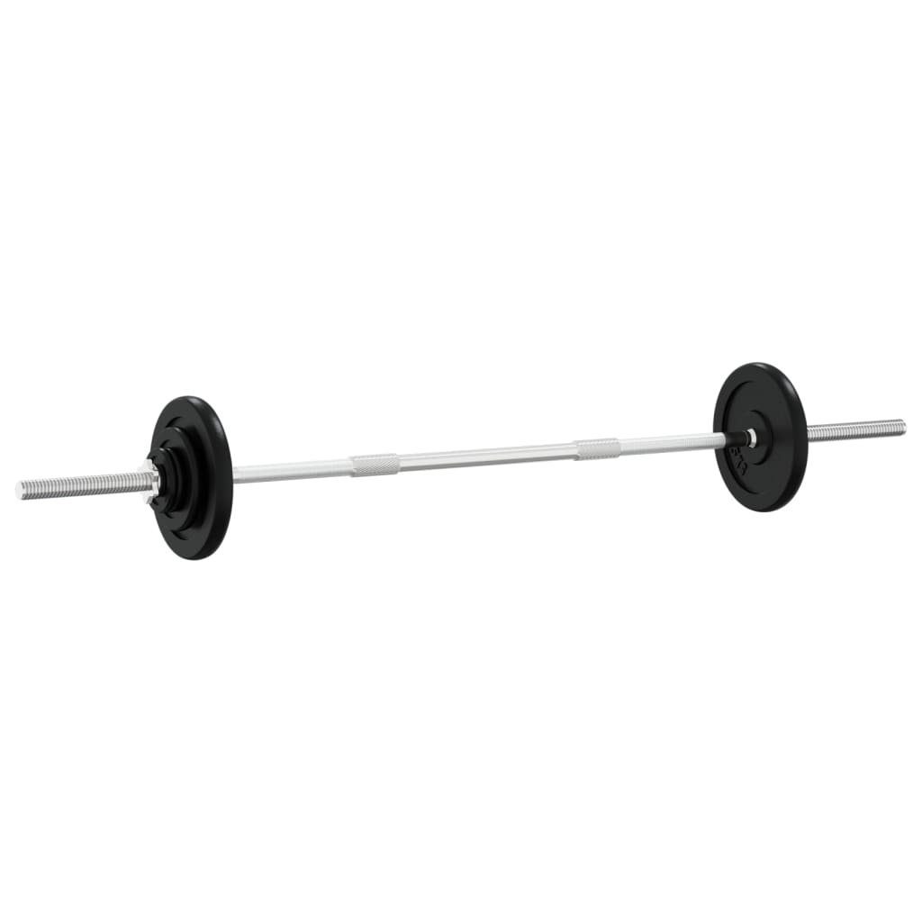 Kraftsporr Fitness Training Gewicht 30 kg vidaXL Langhantel Gewichten Hantel mit Set