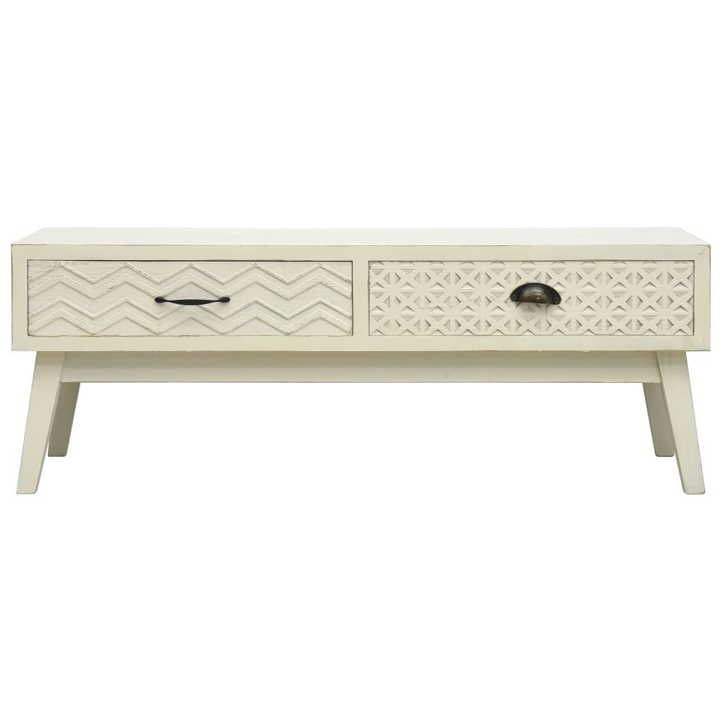 vidaXL Couchtisch Couchtisch mit 2 Schubladen Schnitzerei Grau 110x50x40 cm Holz
