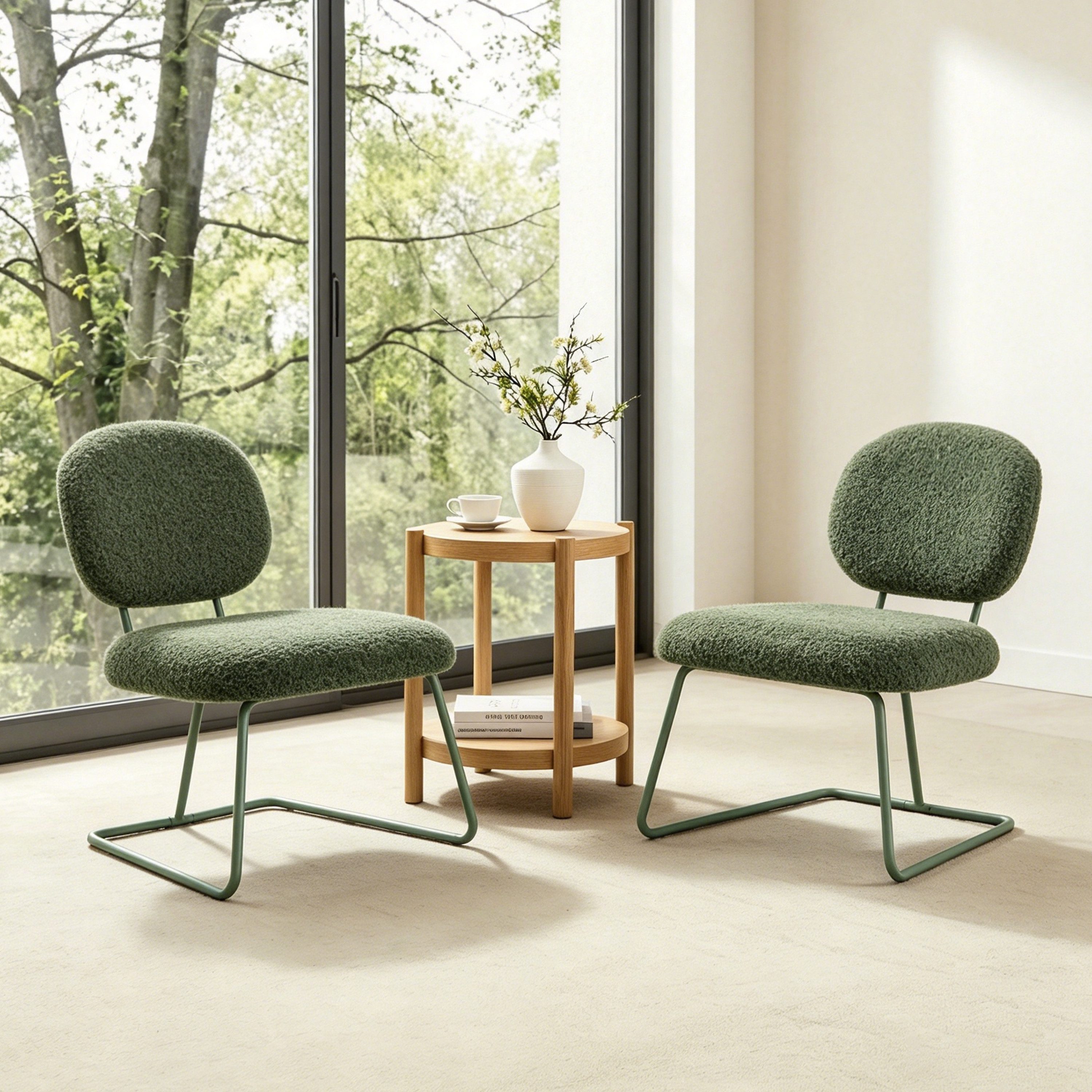 Art Leon Besucherstuhl CC121 (Besucherstuhl Akzentstuhl - Moderner Accent Chair Teddy-Sessel, Flauschiger Polsterstuhl mit goldenen Metallbeinen ohne Armlehnen für Wohnzimmer Schlafzimmer Balkon Farbe in Dunkelgrau/Weiß/Rosa/Grün, 2 St), Bürostuhl Drehstuhl