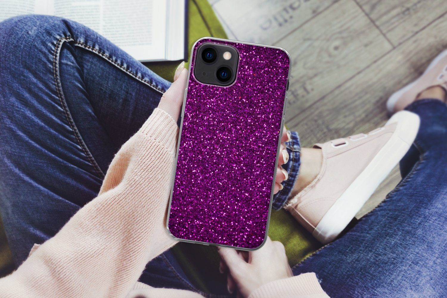 MuchoWow Handyhülle für Apple iPhone 13 Lila - Rosa - Muster - Abstrakt, Smartphone-Bumper, Print, Handy Schutzhülle Dünn