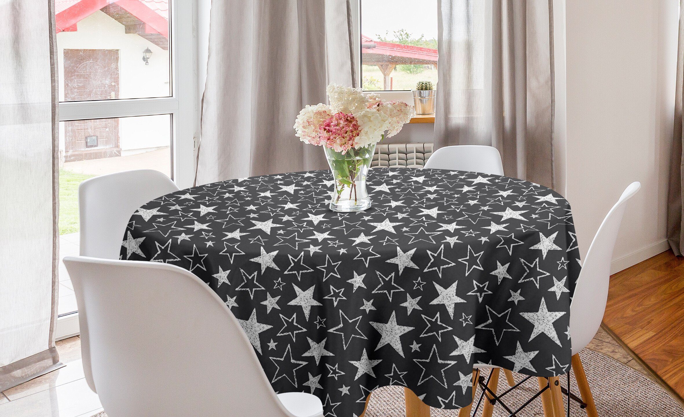Abdeckung Küche für Tischdecke Tischdecke Star Geometrische Kreis Abakuhaus Dekoration, Esszimmer Formen Graustufen-