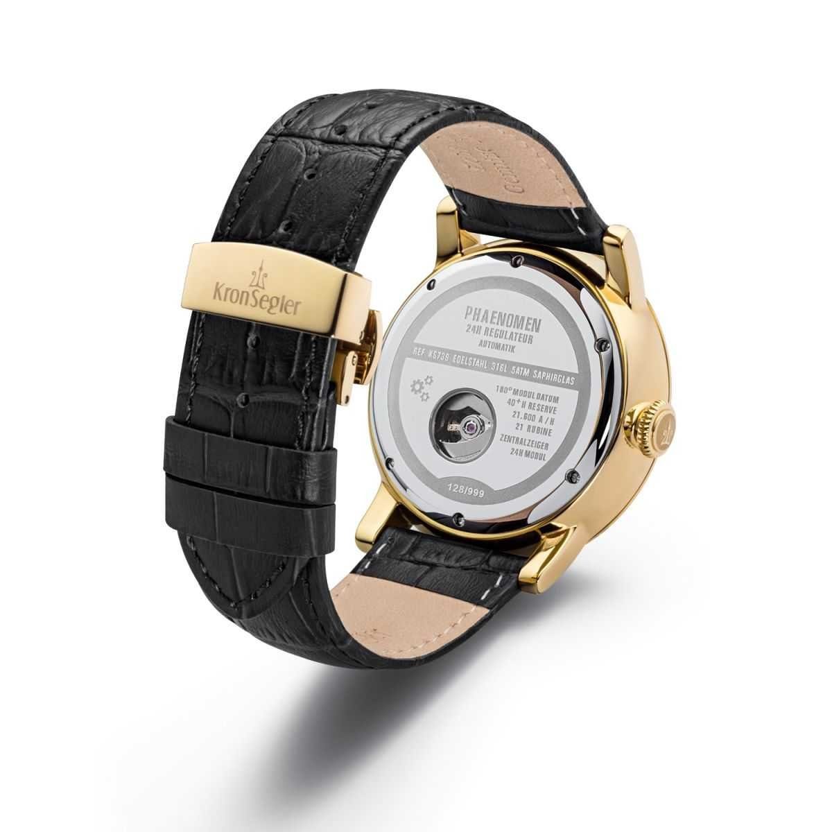 Kronsegler Automatikuhr Phaenomen Regulateur gold-altweiss-arabisch Herrenuhr46 mm