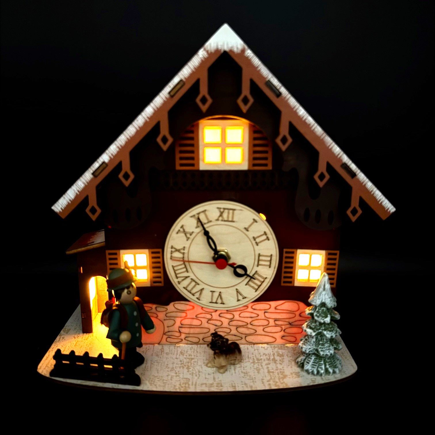 Online-Fuchs Tischuhr - winterliche Standuhr mit römischen Ziffernblatt - W günstig online kaufen