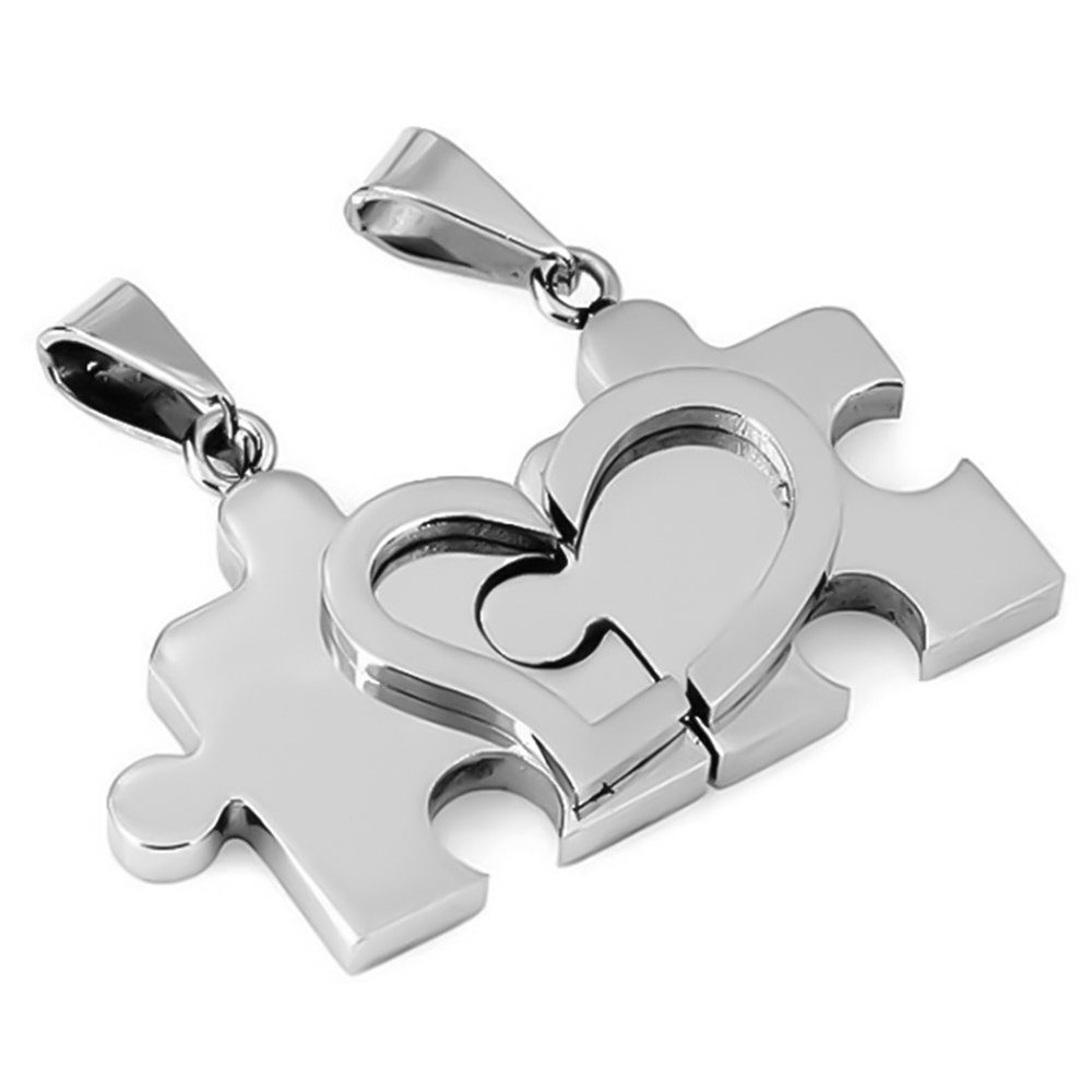 Schmuck-Elfe Partnerkette Puzzle mit Herz classic (Set), 4tlg. Set