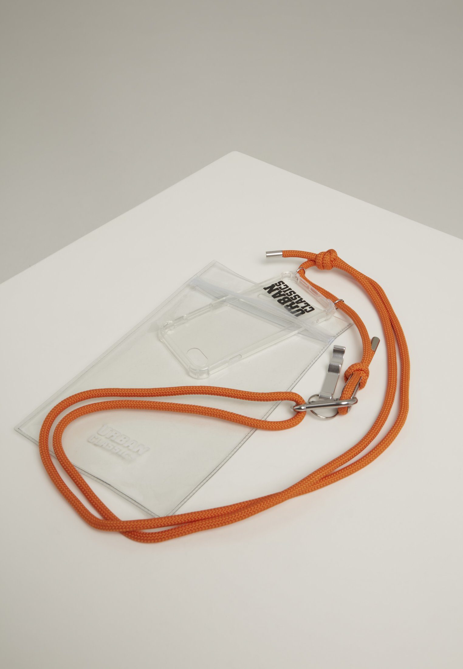 URBAN CLASSICS Schmuckset Accessoires Phone Necklace with Additionals I Phone 8 (1-tlg) transparent/orange