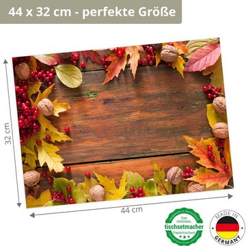 Platzset, Tischsets I Platzsets - Herbst - Blätter und Walnüsse, Tischsetmacher, (aus Naturpapier in Aufbewahrungsmappe, 12-St., 44 x 32 cm / bunt)