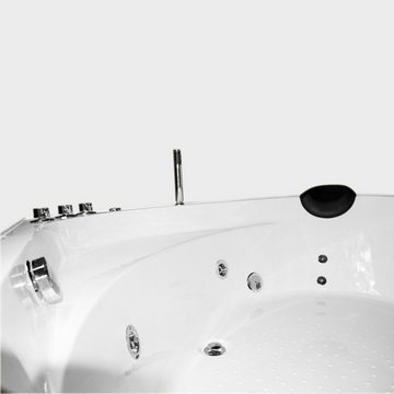 TroniTechnik Whirlpool-Badewanne PAROS 135 cm x 135 cm,Whirlpoolpumpe,Unterwasser LEDs, inkl. Zubehör, (inkl. Zubehör, vormontierte Badewanne mit Unterwasser LED), Premium Whirlpoolpumpe, Unterwasser LED, Massagedüsen