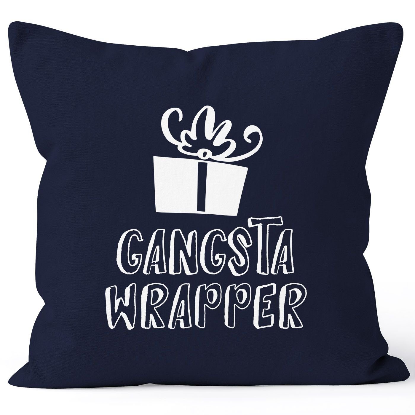 Tasse Geschenk Kissenbezug Gangsta navy Baumwolle Wrapper MoonWorks Weihnachten Einpacker Dekokissen Kissen-Hülle lustig Deko-Kissen MoonWorks®