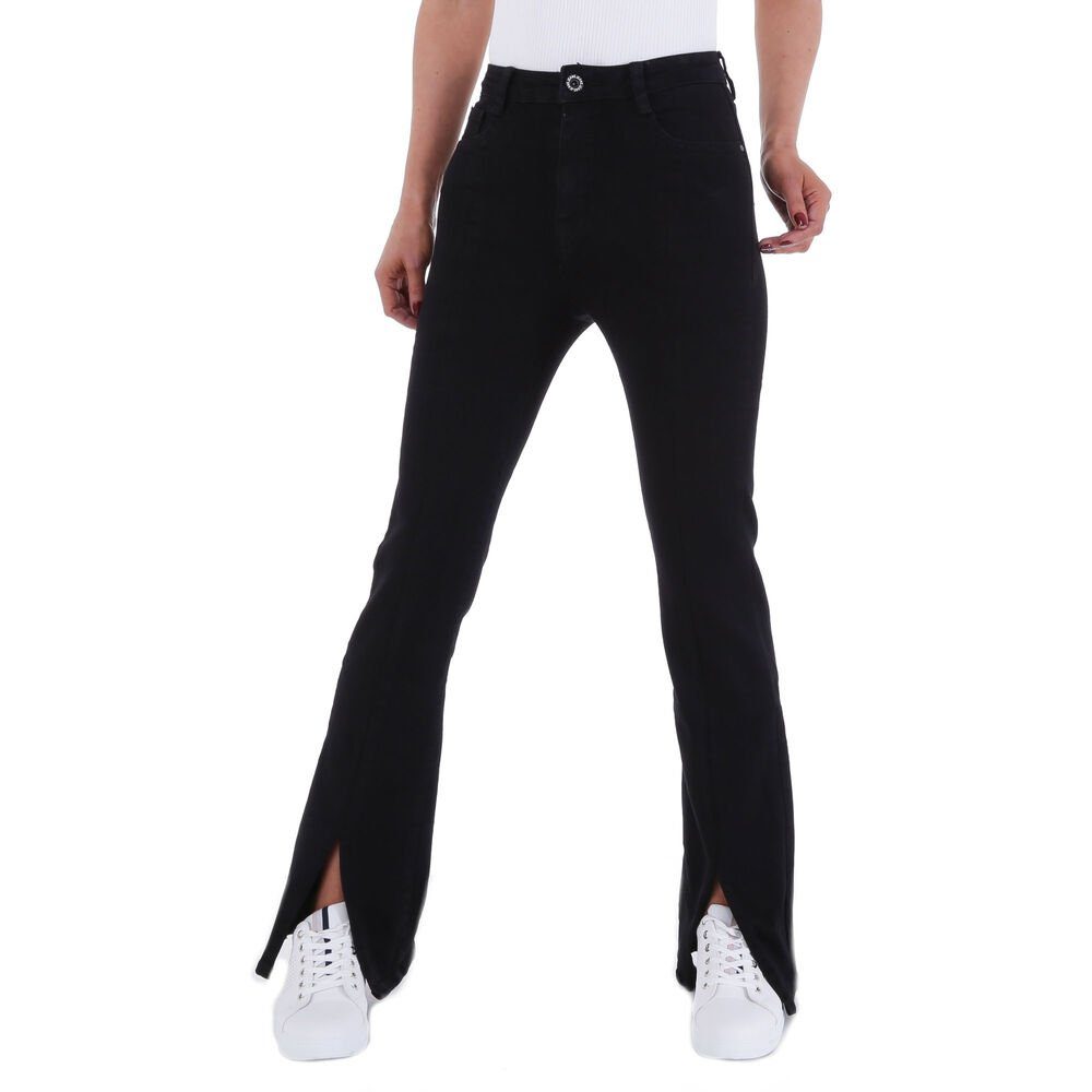 Ital-Design Bootcut-Jeans Damen Elegant Stretch Bootcut Jeans in Schwarz
