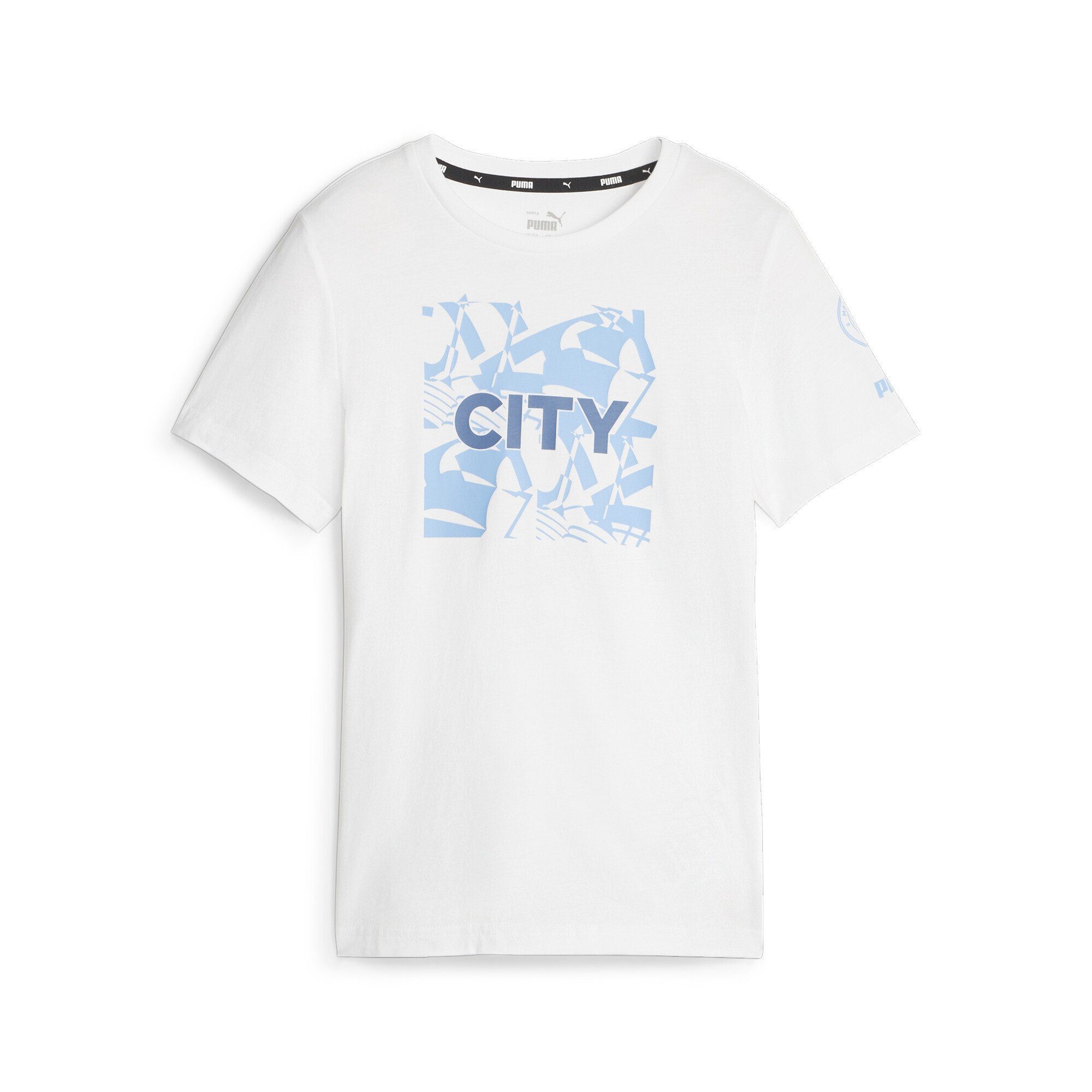 PUMA T-Shirt Manchester City FtblCore Graphic T-Shirt Jugendliche White Team Light Blue