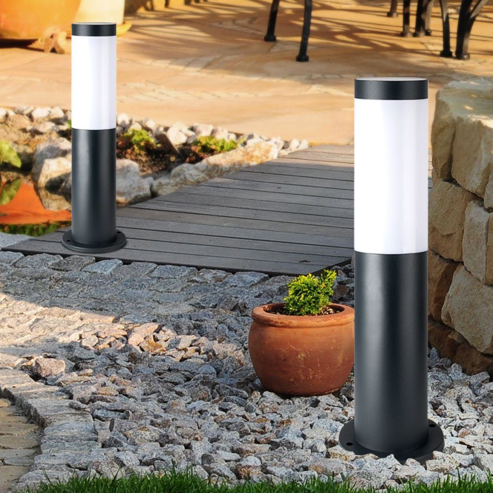 etc-shop LED Lampe inklusive, Farbwechsel, Leuchte Außen Leuchtmittel Garten Steh FERNBEDIENUNG Sockel Edelstahl Warmweiß, Außen-Stehlampe