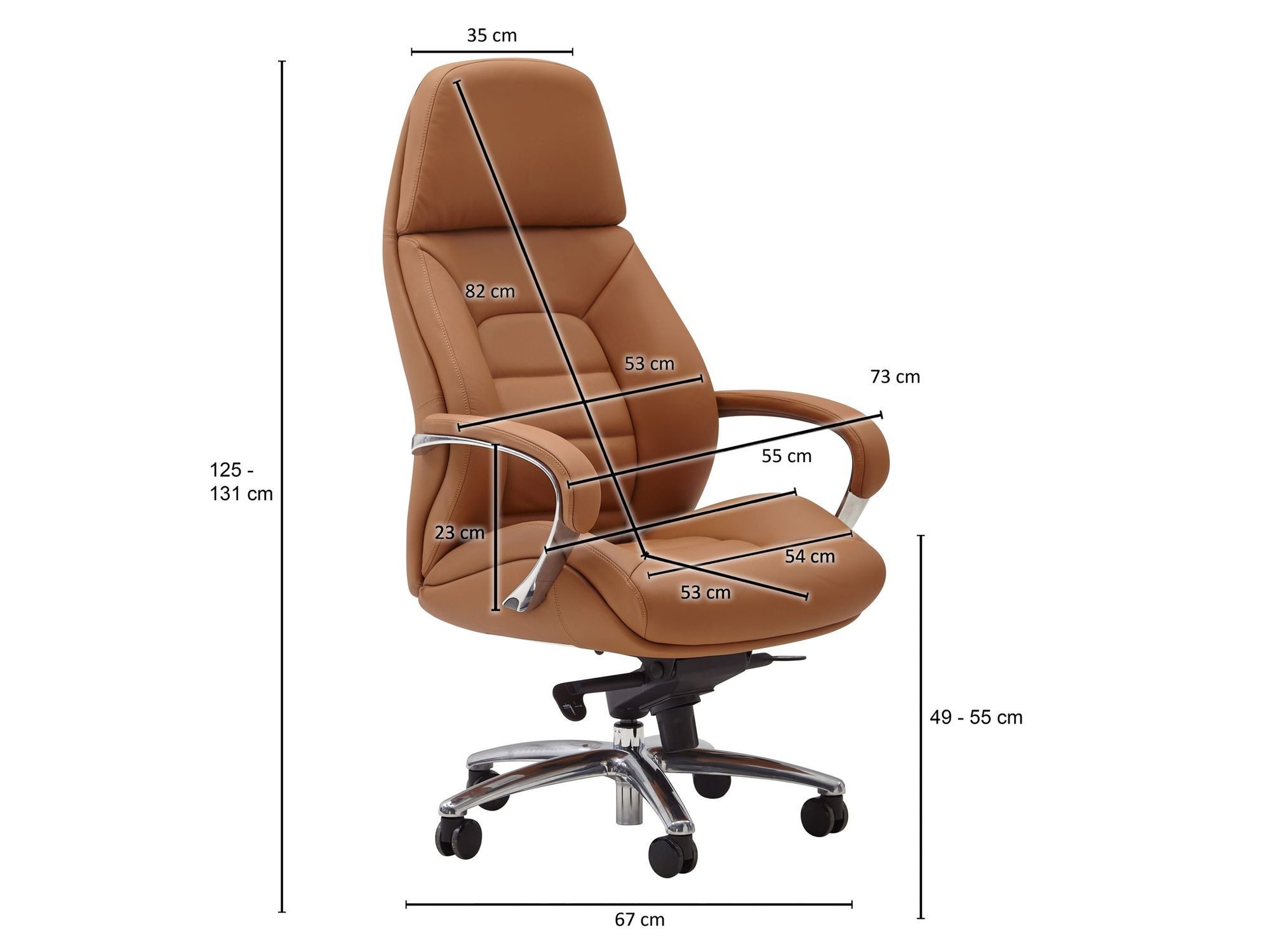 FINEBUY Chefsessel Bürostuhl Echtleder Ergonomisch XXL Drehstuhl 120 kg Stuhl (Echtleder Caramel, Chefsessel bis 120 kg), Bürostuhl höhenverstellbar, Drehstuhl Wippfunktion