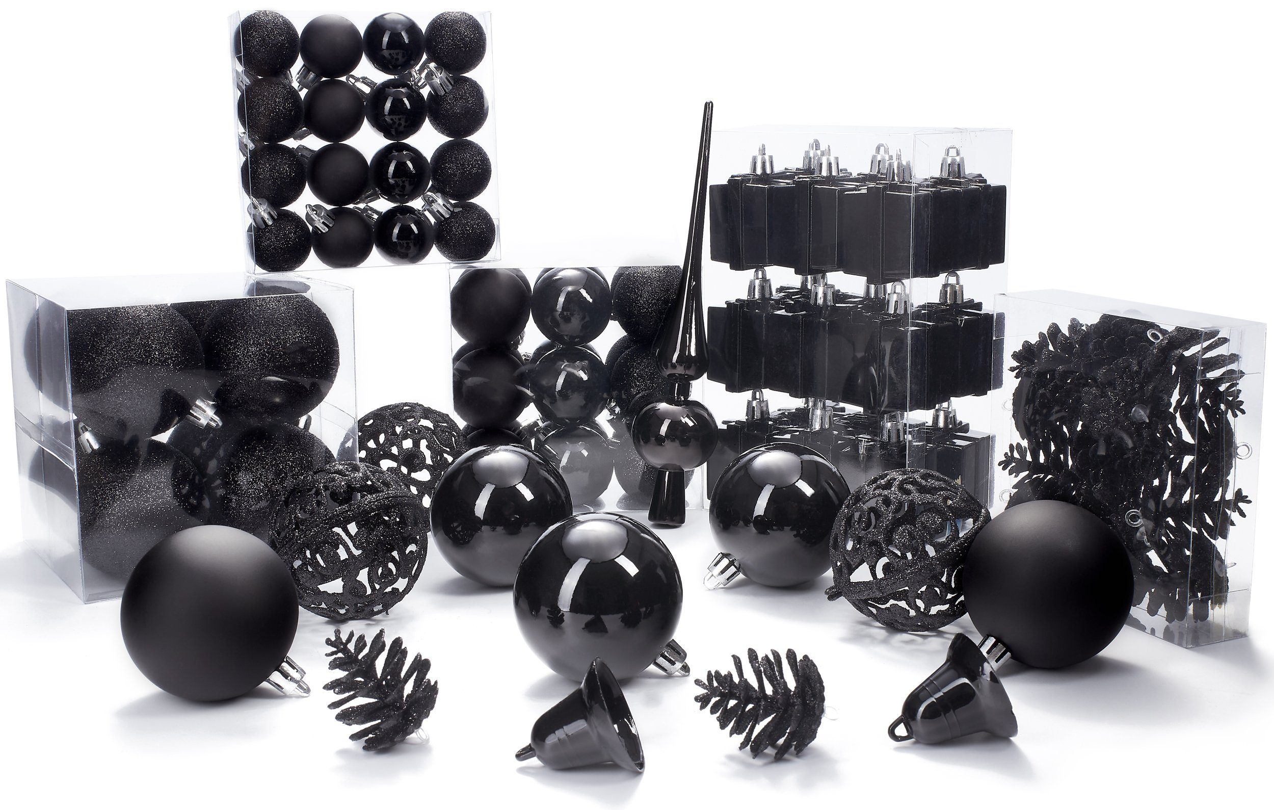 BRUBAKER Weihnachtsbaumkugel 101-teiliges Weihnachtskugel-Set mit Baumspitze, Christbaumschmuck aus Kunststoff, Weihnachtsdekoration edel und robust