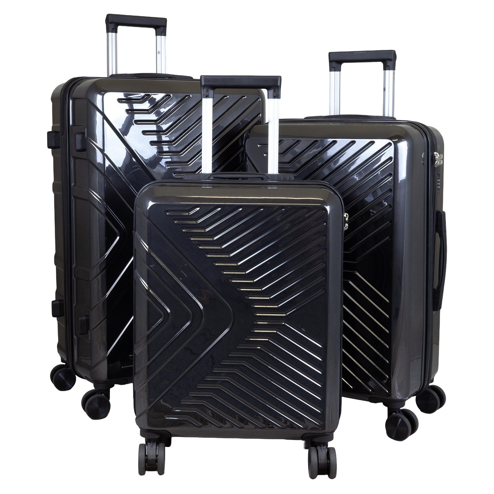 Trendyshop365 Kofferset Bergamo, 4 Rollen, (Hartschale, 3 tlg., Trolleyset), Poly/ABS, robust und kratzunempfindlich