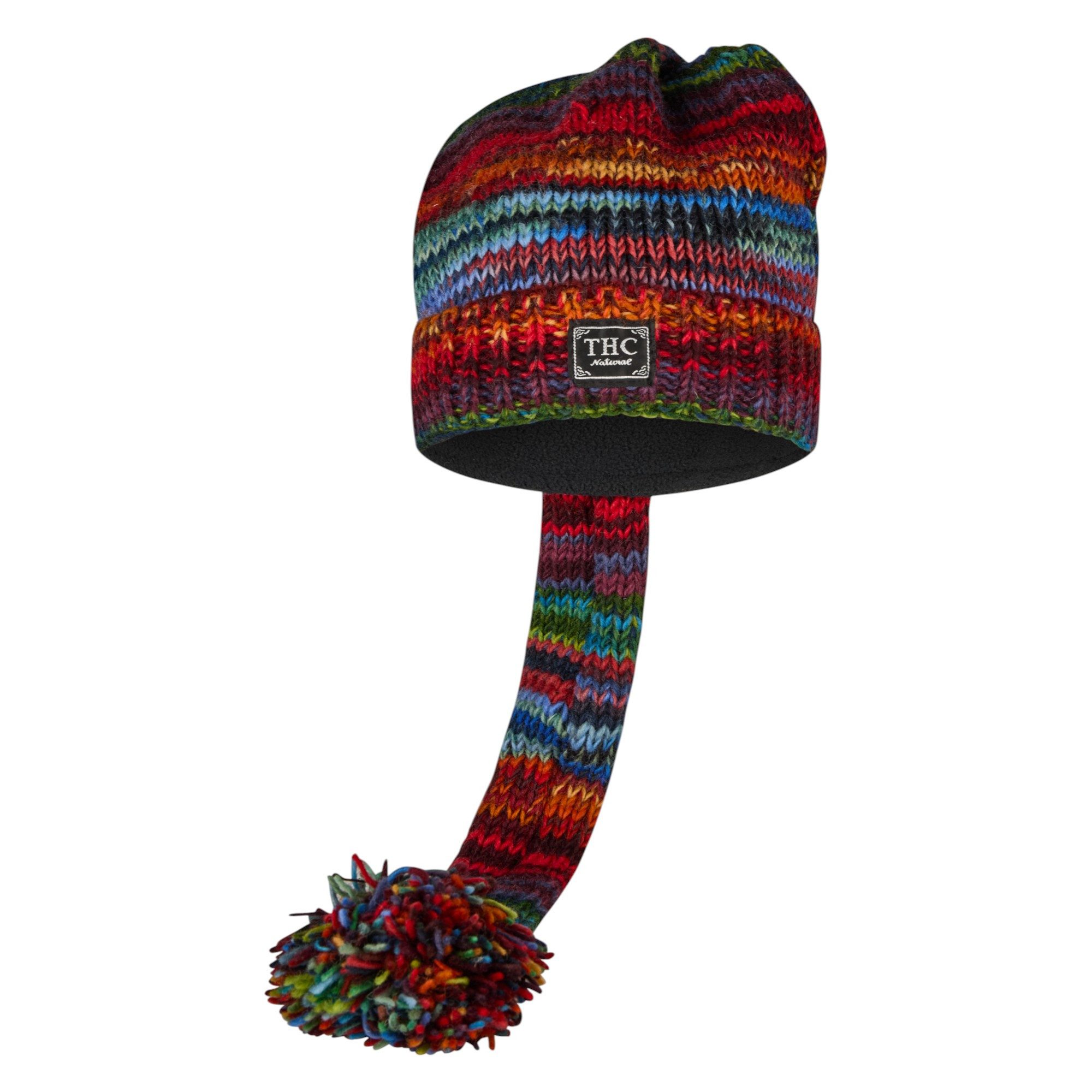 THC Natural Line Strickmütze THC Schafwoll Zipfelmütze 727 bunt (1 Stück, 1-St., 1 Stück) gerippter Umschlag