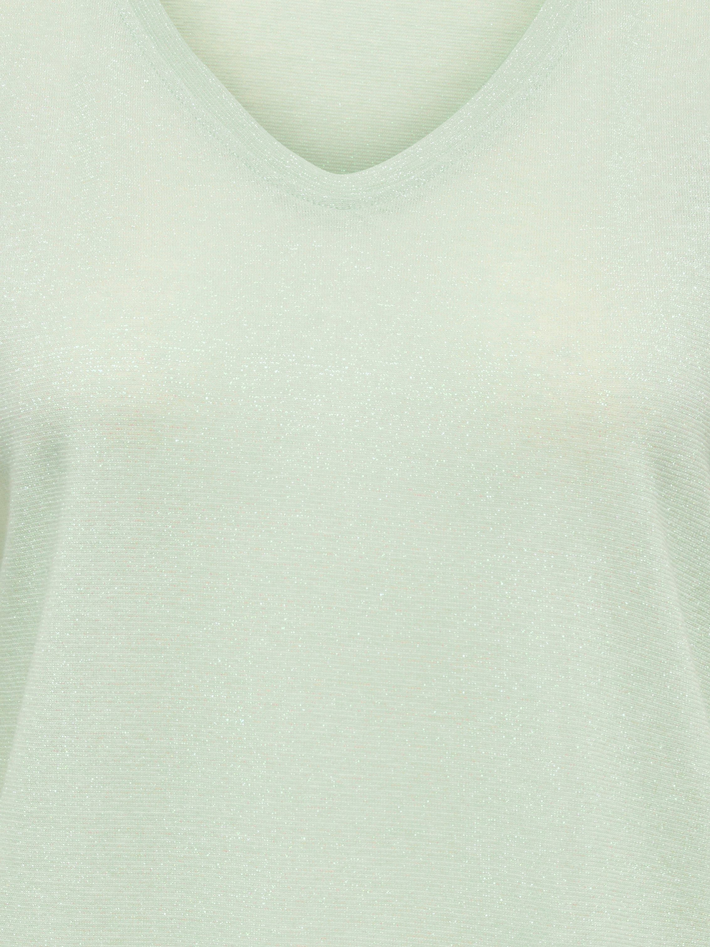 ONLY Kurzarmshirt ONLSILVERY S/S V NECK LUREX TOP JRS NOOS Materialmix mit Glitzer, loose fit, Rundhals