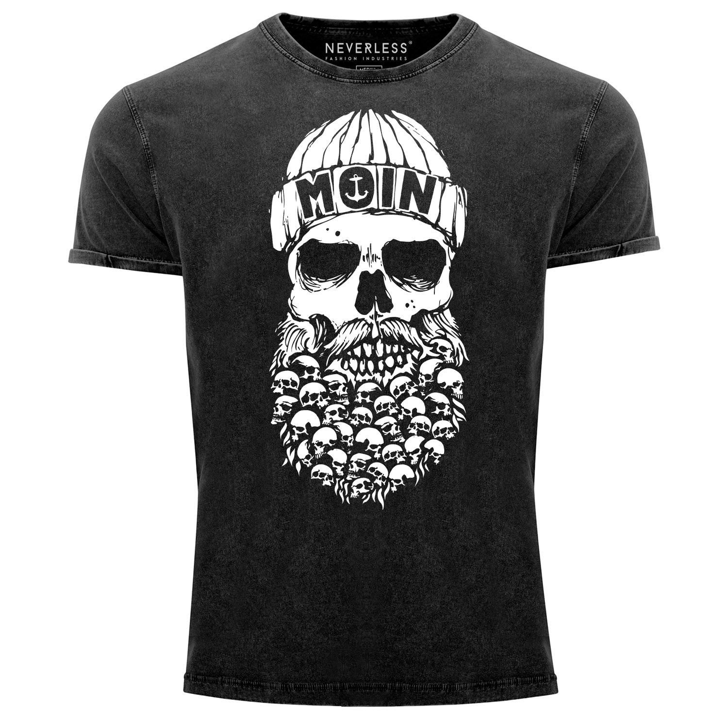 Neverless Print-Shirt Herren Vintage Shirt Totenkopf günstig online kaufen