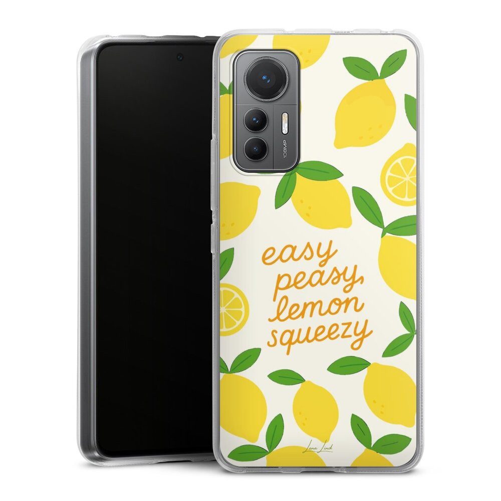 DeinDesign Handyhülle Zitrone Spruch Statement Easy Peasy Lemon Queezy, Xiaomi 12 Lite 5G Silikon Hülle Bumper Case Handy Schutzhülle