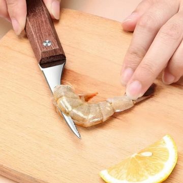 SOTOR Sparschäler Garnelenschäler Peeling Garnelen Werkzeuge Holzgleitgriff reiniger, (2-tlg), Shrimp Peeling Tool Creative Kitchen Tools