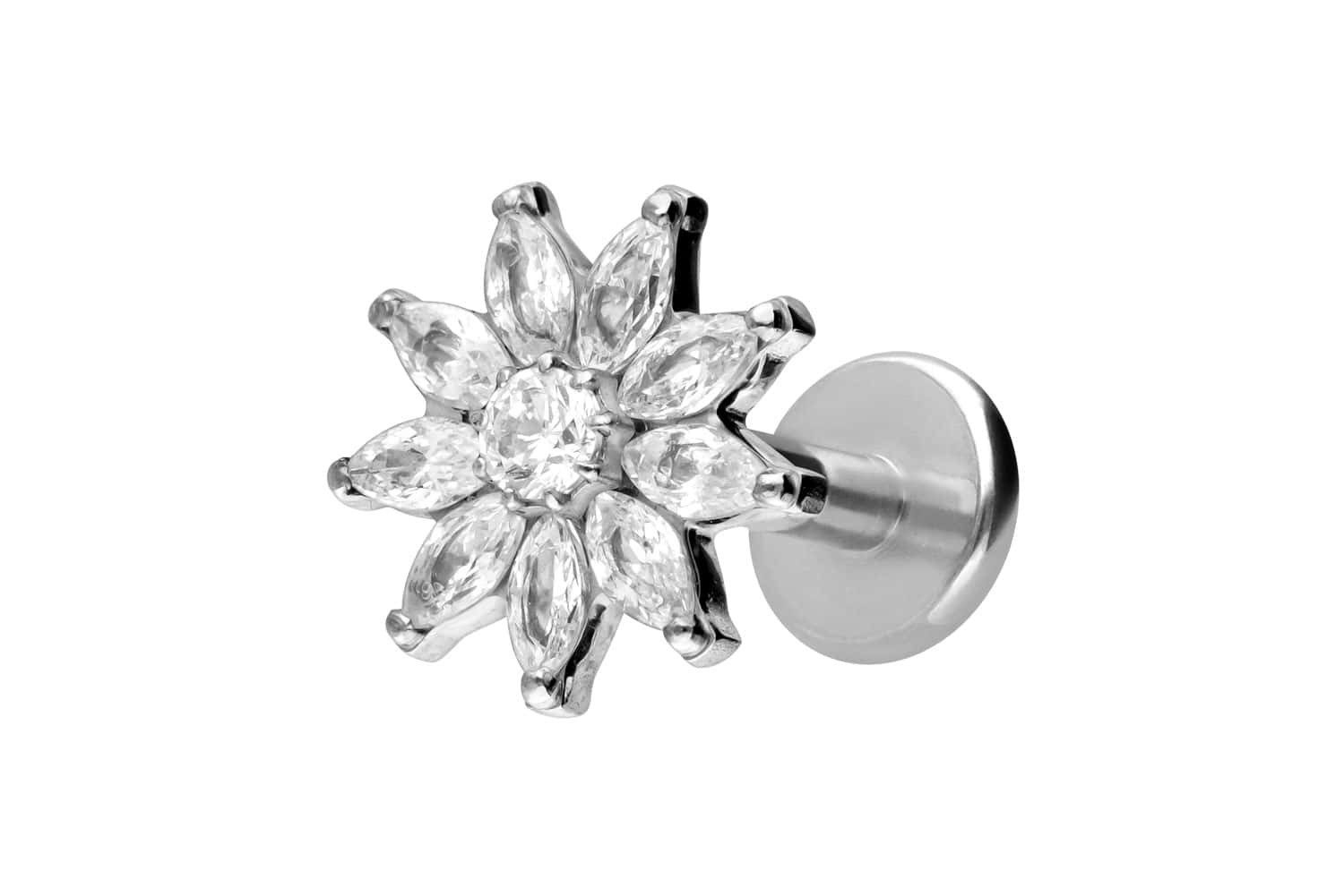Piercing-Set Titan Labret mit Innengewinde KRISTALLBLUME