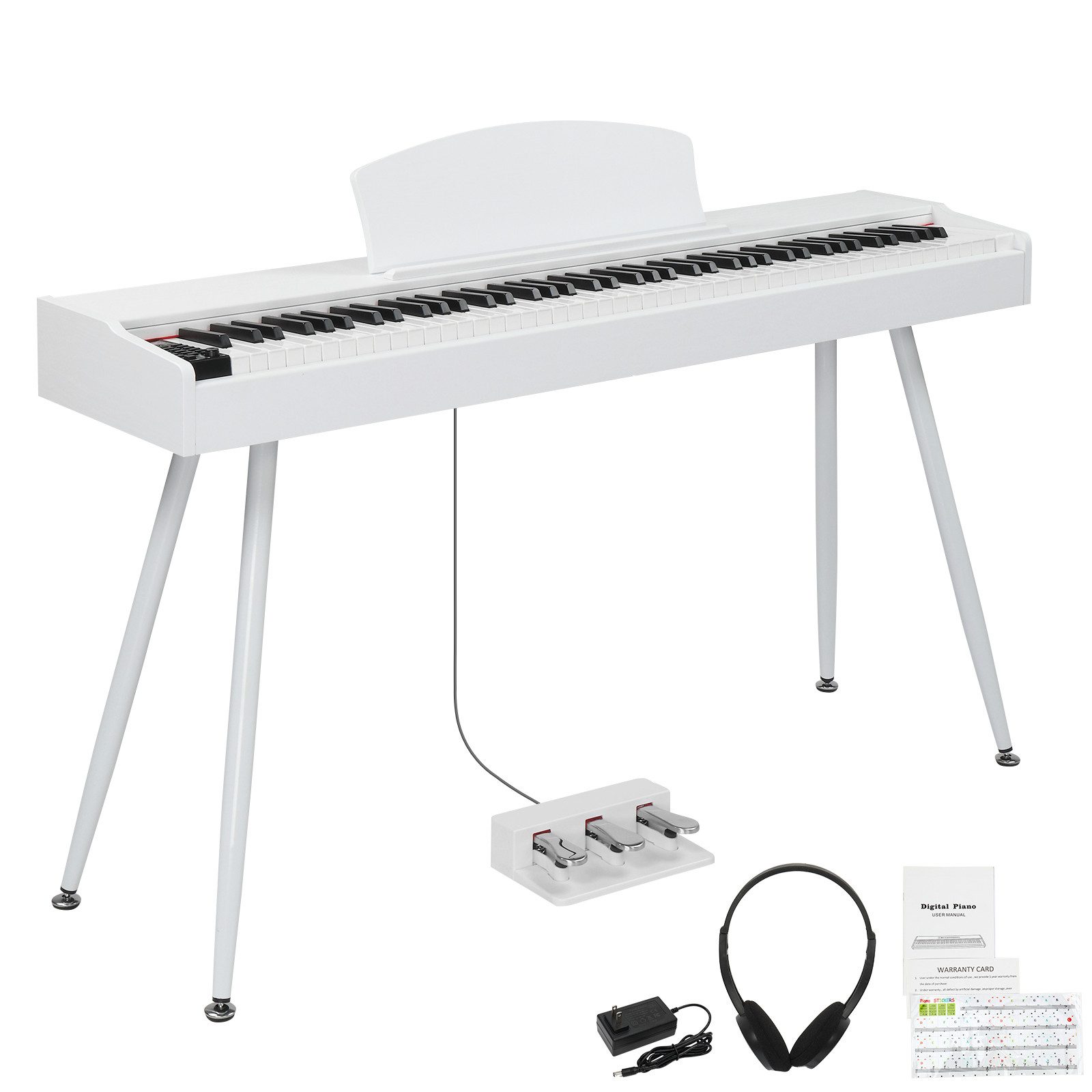 LALAHO Digitalpiano E-Piano 88 Tasten Klavier Keyboard 3 Pedale mit Metallstaender, Hammermechanik 128 Rhythmen, 88 Trommelton, Notenständer