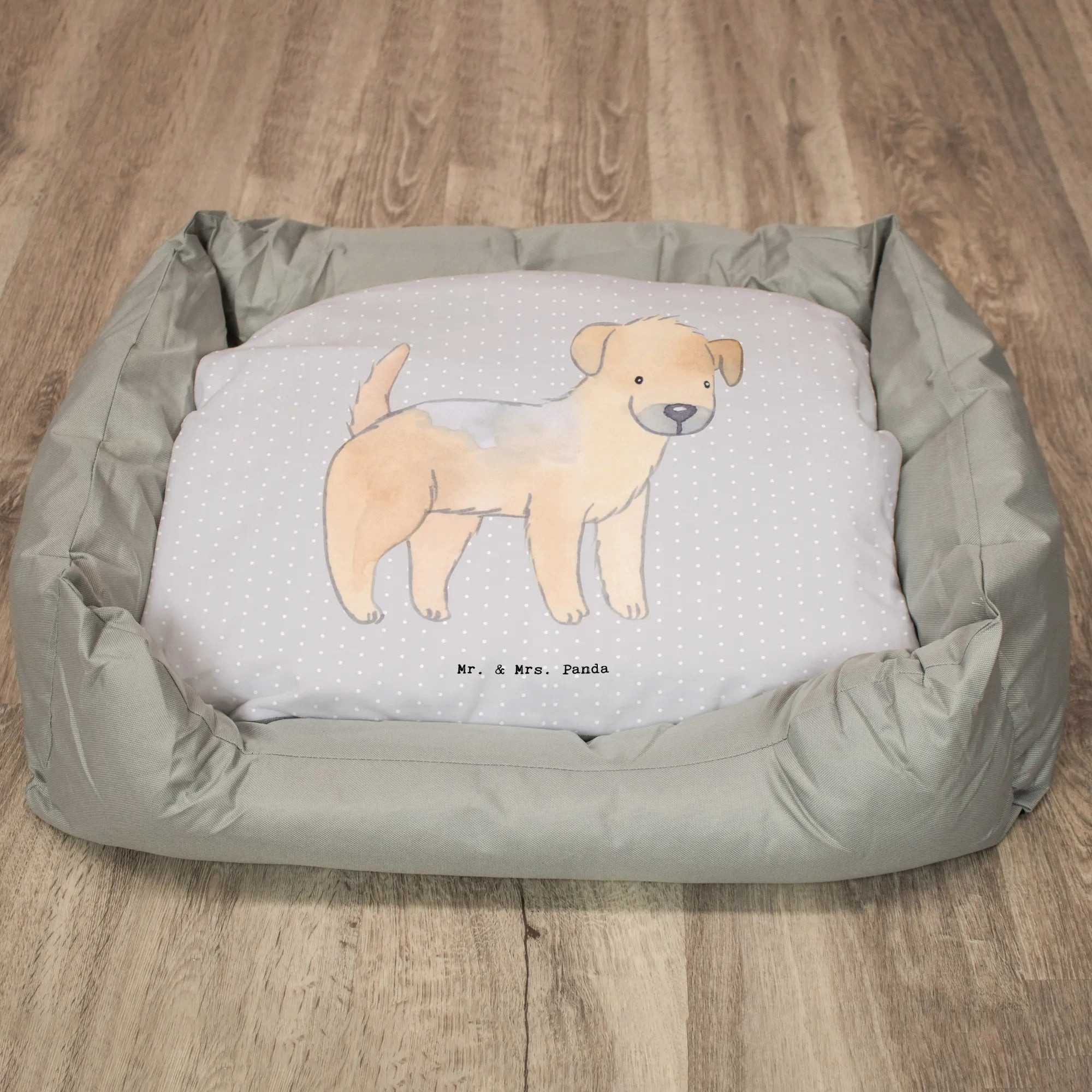 Thumbnail - Mr. & Mrs. Panda Tierbett Border Terrier Lebensretter - Grau Pastell - Geschenk, Hundeschlafpla, Kuschelig warm