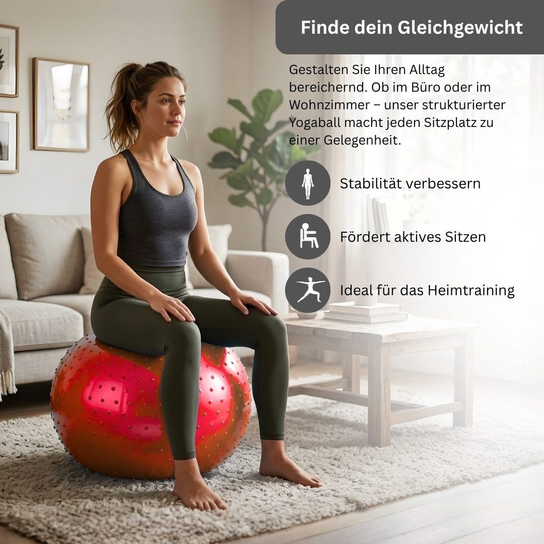Endless Yogaball Gymnastikball groß, PVC Fitnessball mit Luftpumpe, platzsicher (Sowohl für Männer als auch für Frauen, Sowohl für Männer als auch für Frauen), Balance Ball Stuhl für Fitness Workout Stabilität Pilates