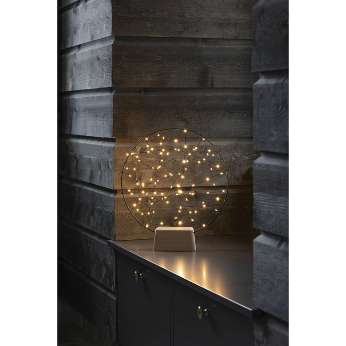 KONSTSMIDE LED Dekolicht Weihnachtsdeko LED fest integriert LED Metallsilhouette "kleiner Ring" mit Holz-Fuß