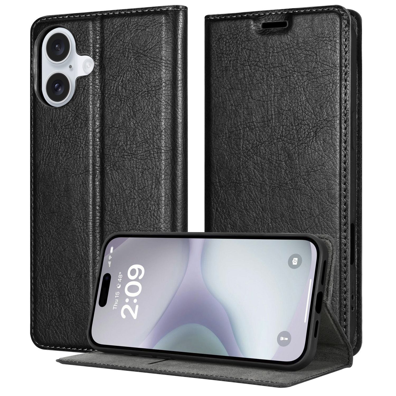 Cadorabo Smartphone-Hülle für Apple iPhone 16 Hülle mit Magnetverschluss Apple iPhone 16, Hülle Schutzhülle mit Standfunktion, Magnetverschluss und Kartenfach