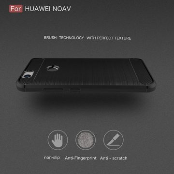 König Design Handyhülle Huawei Nova, Huawei Nova Handyhülle Carbon Optik Backcover Grau