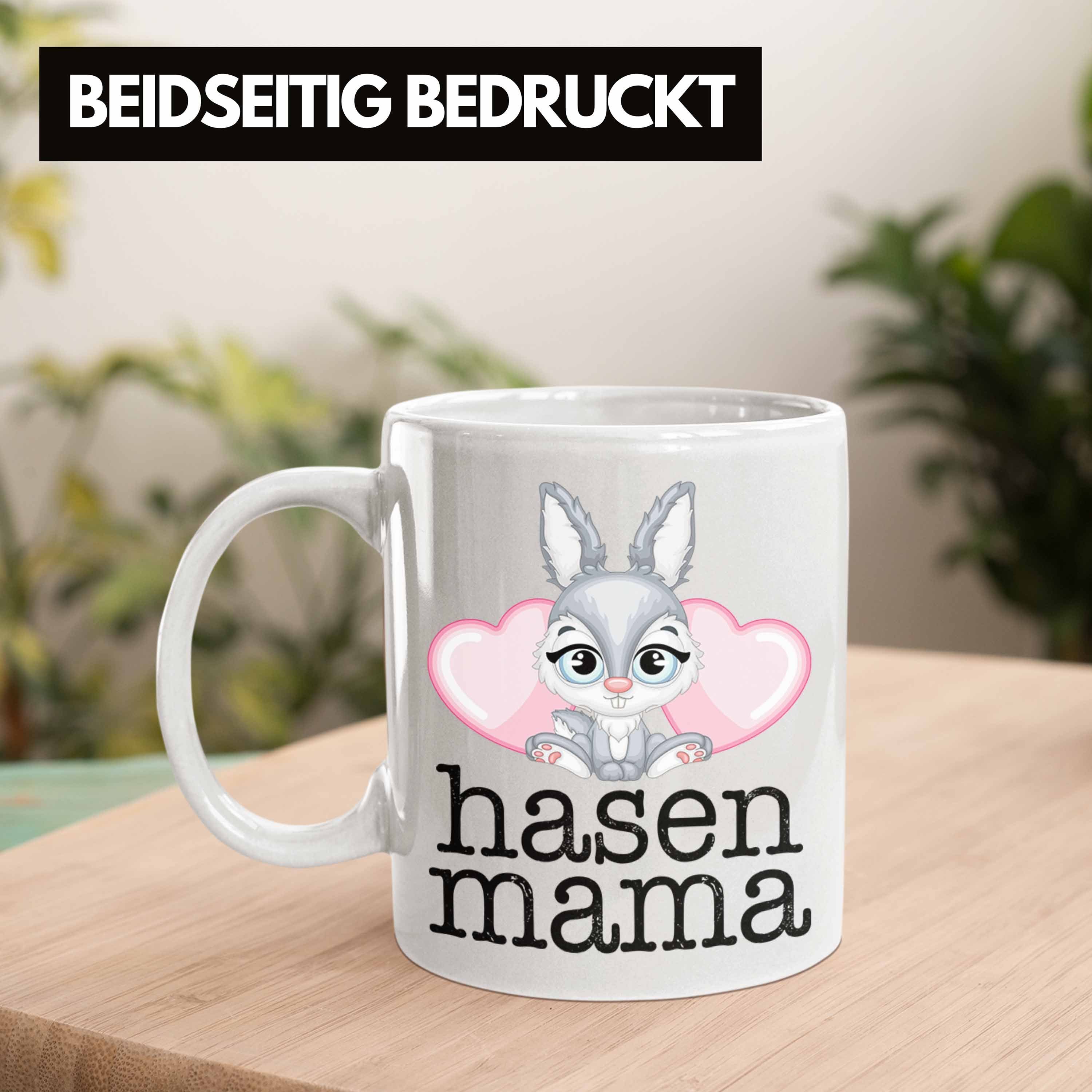 Trendation Tasse Hasen Tasse Kaninchen Geschenk Hasen-Besitzer Weiss Hasen Kinder Mama