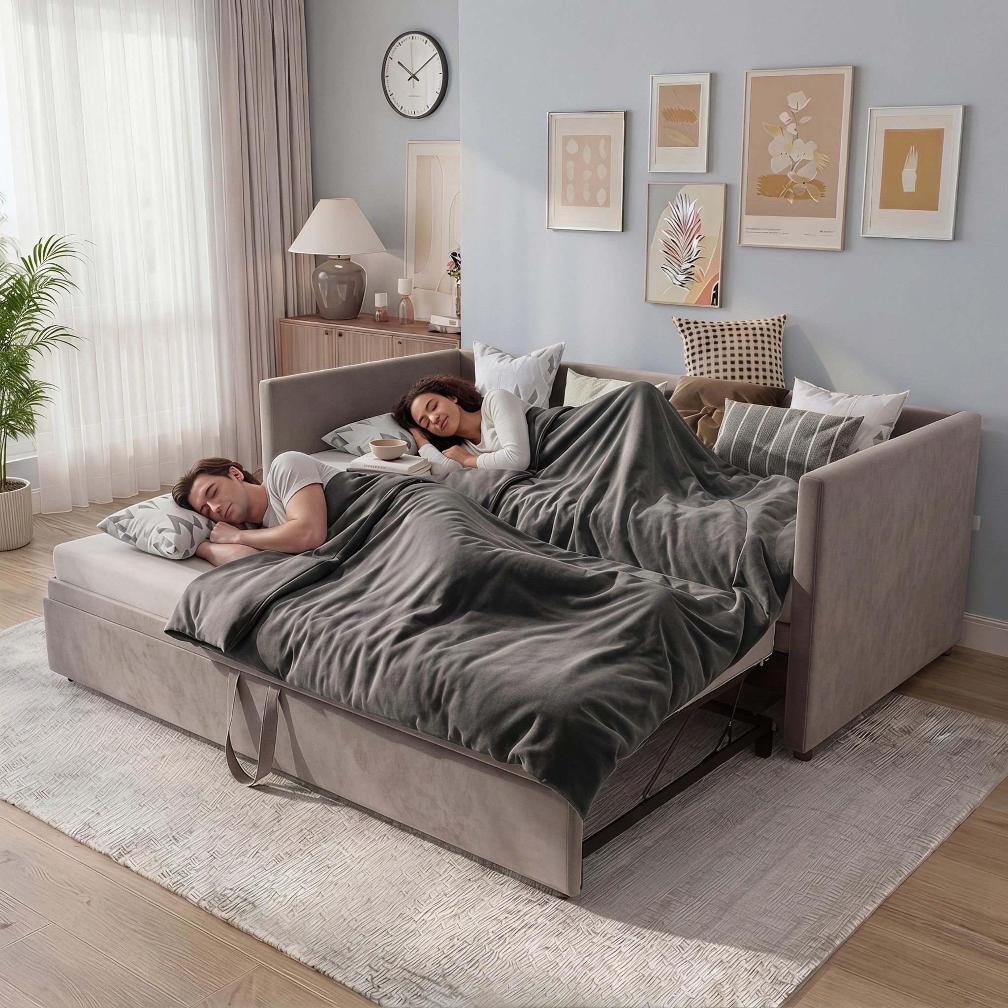 Furnishings Home Polsterbett Daybett Tagesbett Ausziehbett (1 tlg), Schlafsofa, Mit Unterbett, 90x200 cm/180x200 cm, Lattenrost, Samt