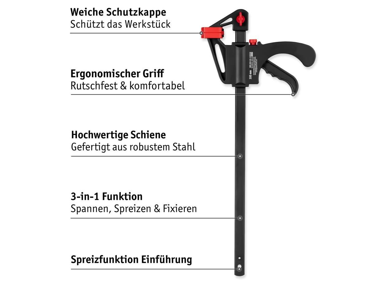 WALTER Spannzwinge Schnellspannzwingen 2er Set, Spannweite 300 mm, Spannkraft von bis zu 120 kg