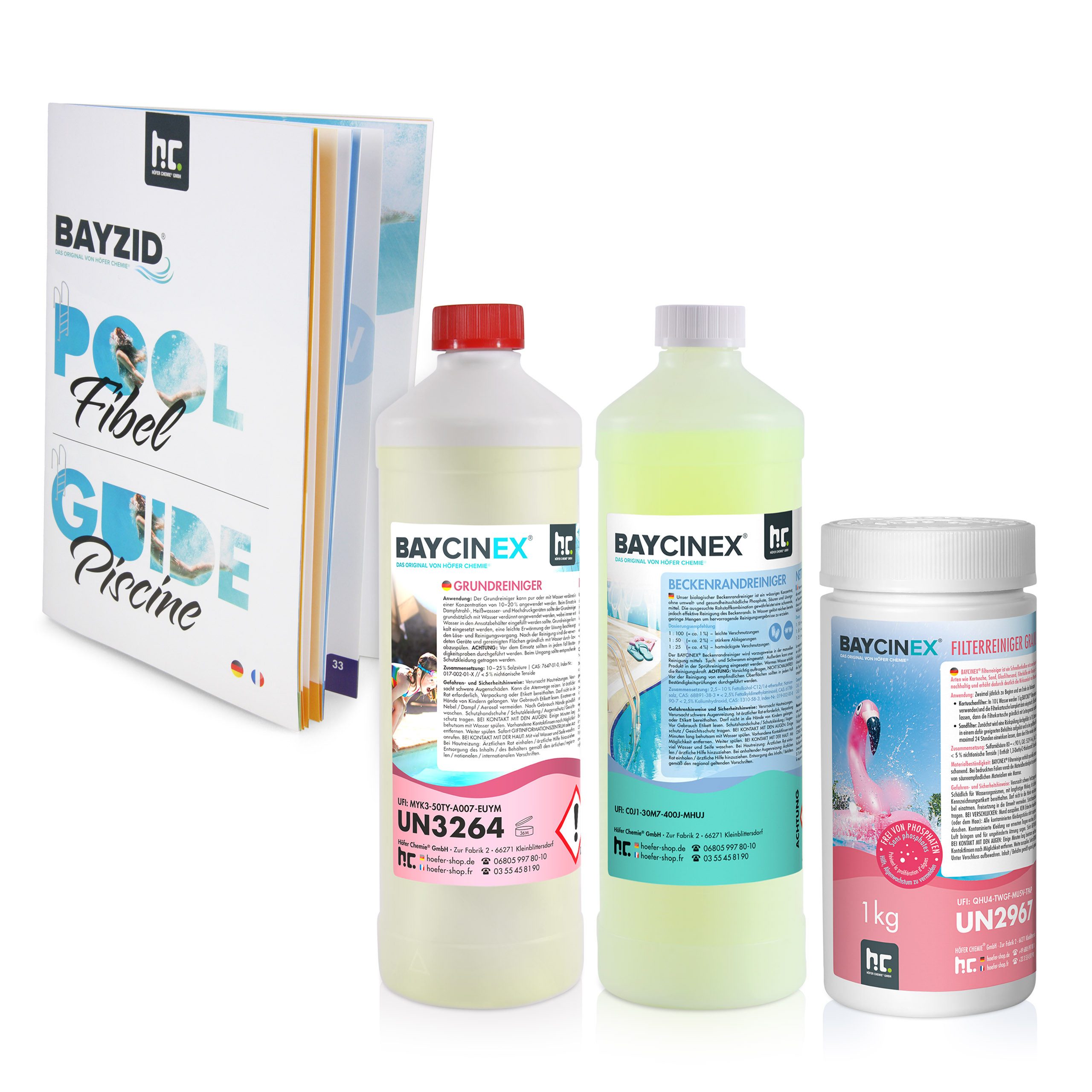 Höfer Chemie GmbH Poolpflege BAYCINEX® Poolreiniger Set, Gründliche Reinigung für saubere Pools