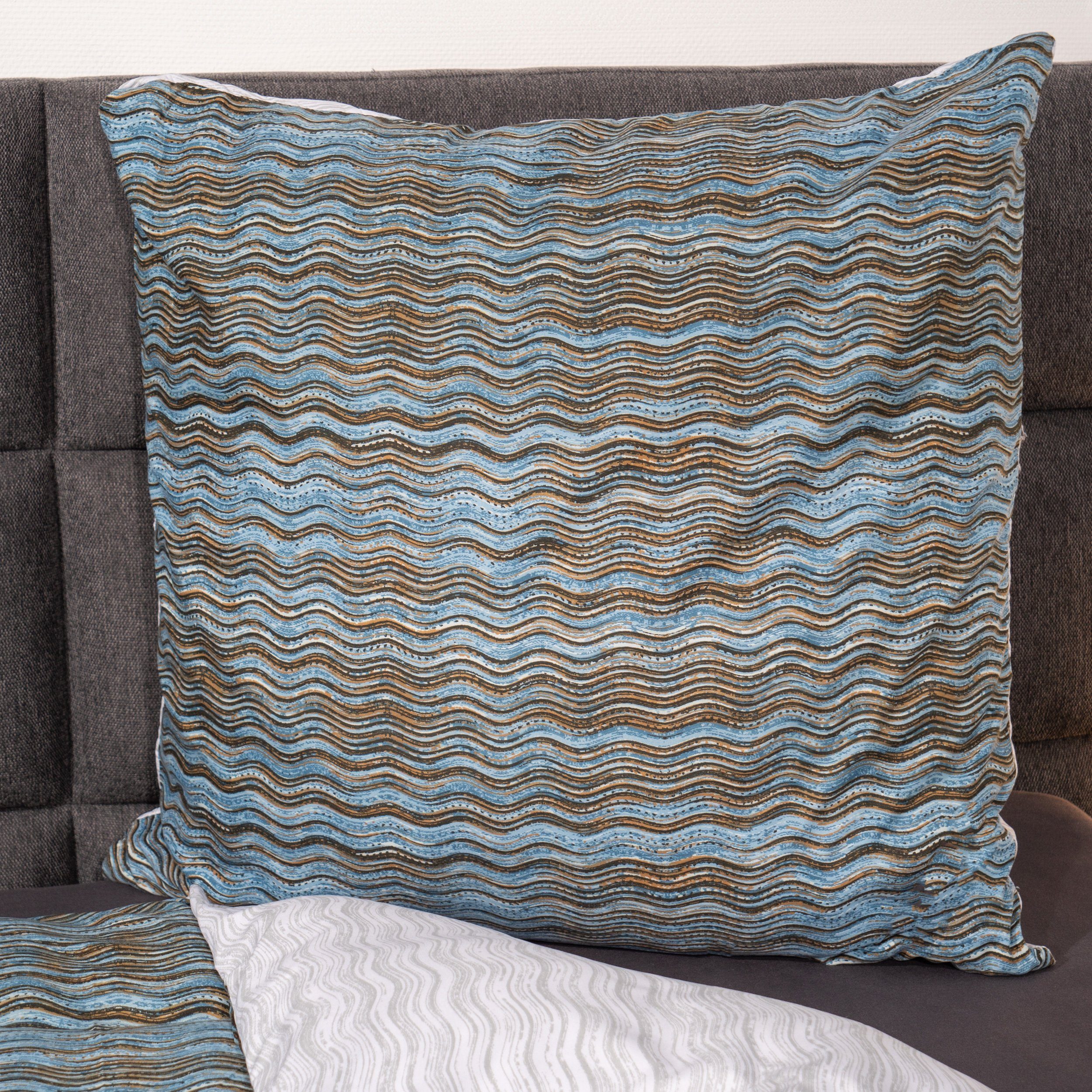 Traumschloss Bettwäsche Classic Microfaser, Flanell, 2 teilig, Wellen, gestreift, blau